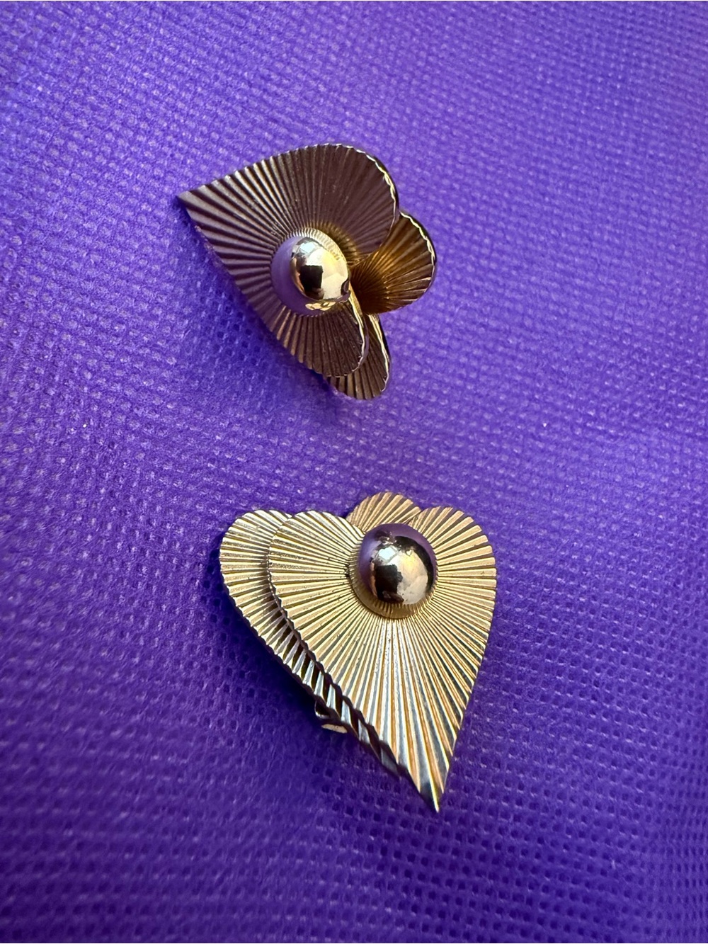 Vintage Coro Gold Tone Heart & Petal Clip Earrings